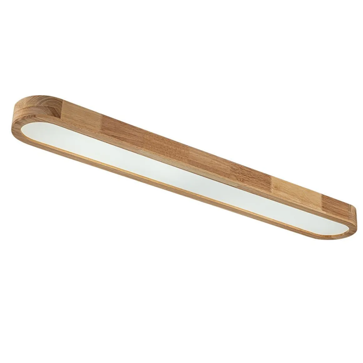 Natural Wood Long Oval Dimmable LED Flush Mount Light