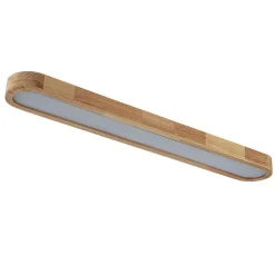 Natural Wood Long Oval Dimmable LED Flush Mount Light