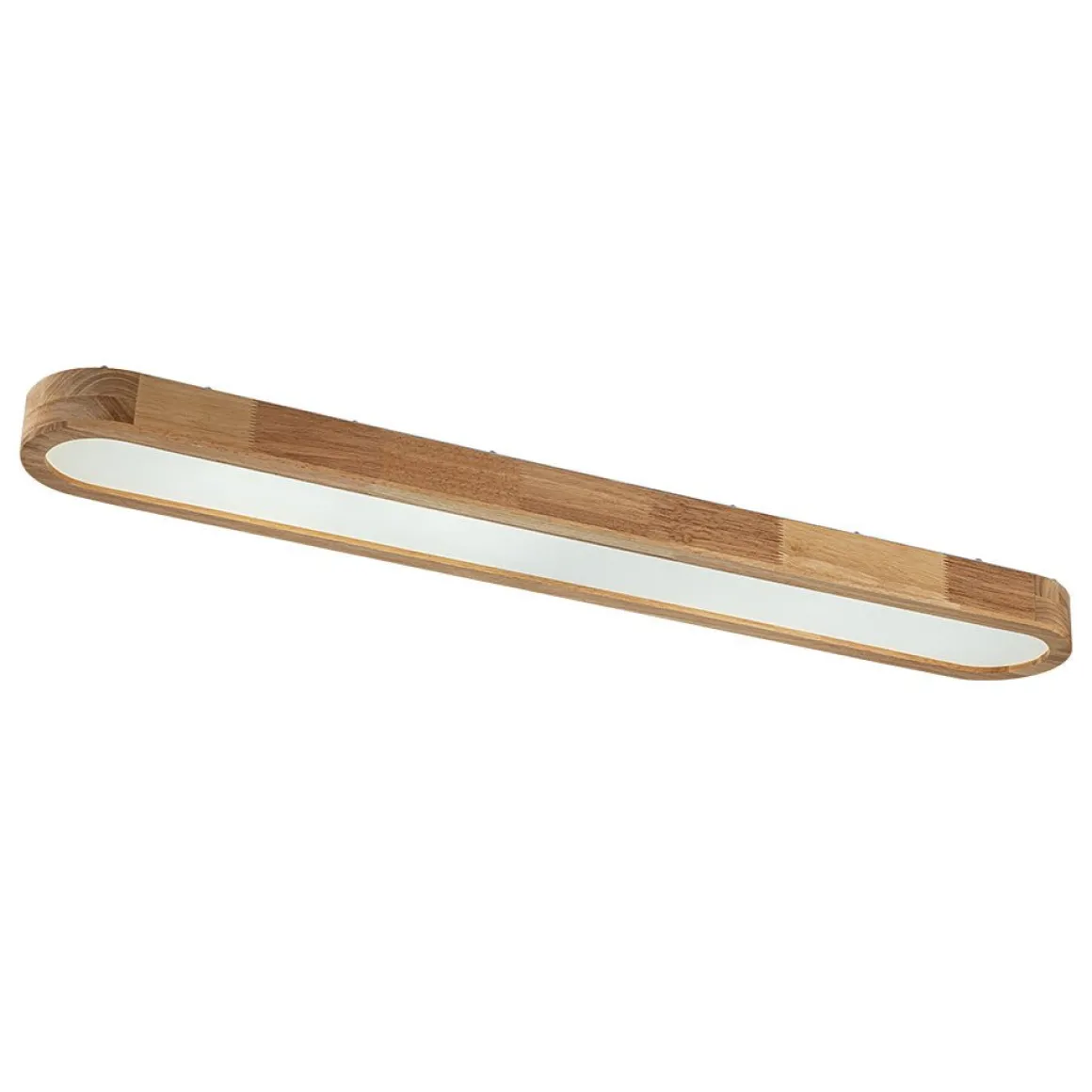 Natural Wood Long Oval Dimmable LED Flush Mount Light