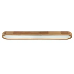 Natural Wood Long Oval Dimmable LED Flush Mount Light
