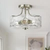 Nickel Hammered Glass Semi Flush