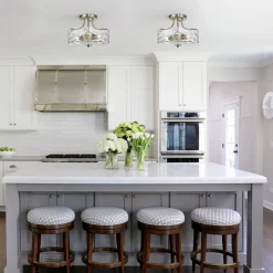 Nickel Hammered Glass Semi Flush