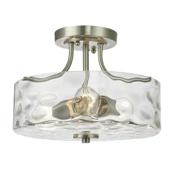Nickel Hammered Glass Semi Flush