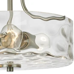 Nickel Hammered Glass Semi Flush