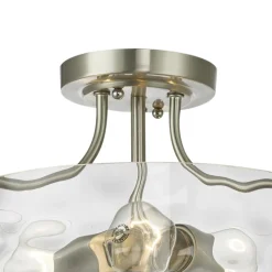 Nickel Hammered Glass Semi Flush