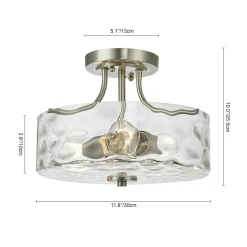 Nickel Hammered Glass Semi Flush