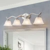 Nickel 4-Light Cloud Glass Bell Shade Vanity Light