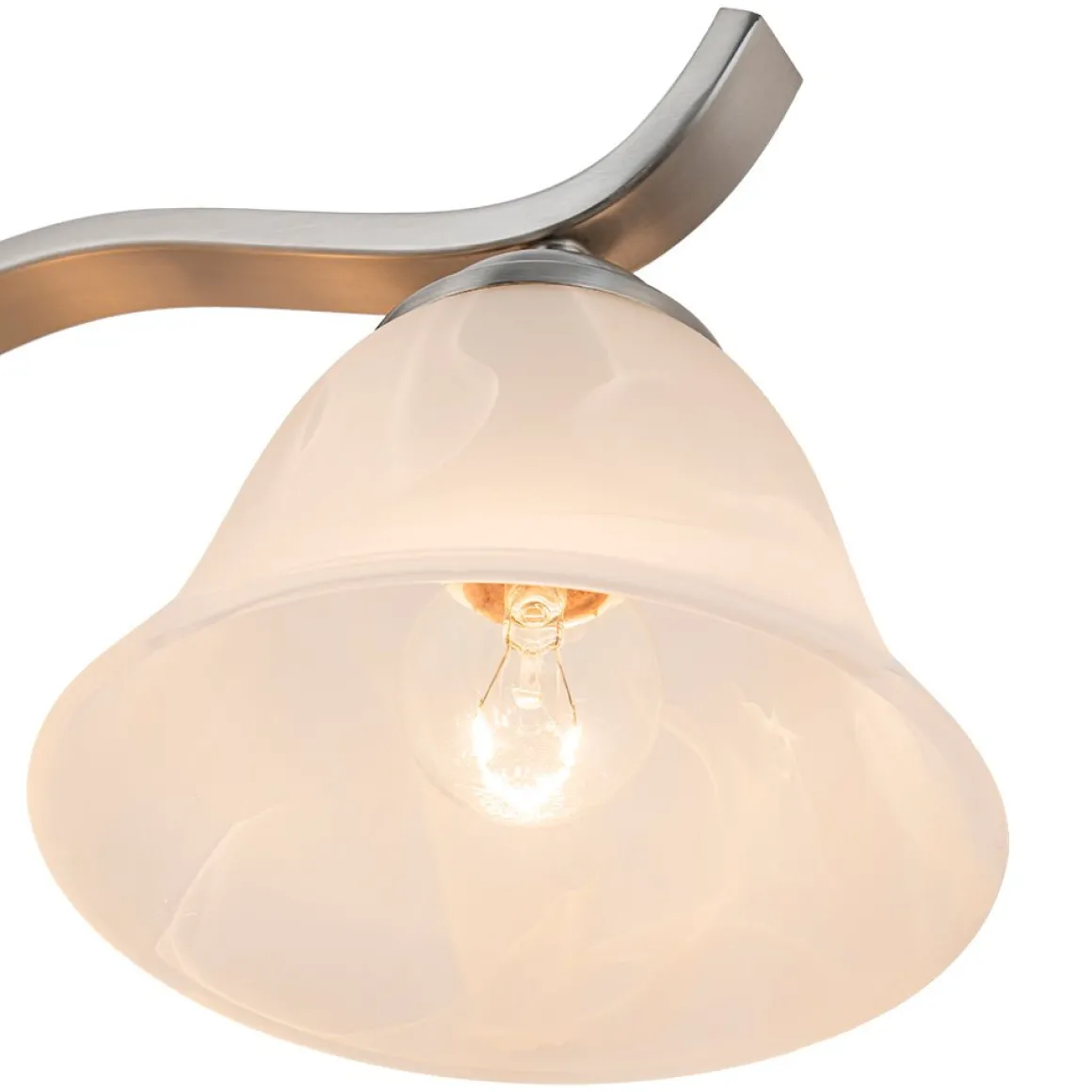 Nickel 4-Light Cloud Glass Bell Shade Vanity Light