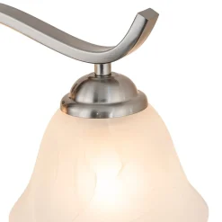Nickel 4-Light Cloud Glass Bell Shade Vanity Light
