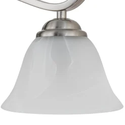 Nickel 4-Light Cloud Glass Bell Shade Vanity Light