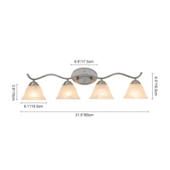 Nickel 4-Light Cloud Glass Bell Shade Vanity Light