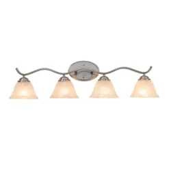 Nickel 4-Light Cloud Glass Bell Shade Vanity Light