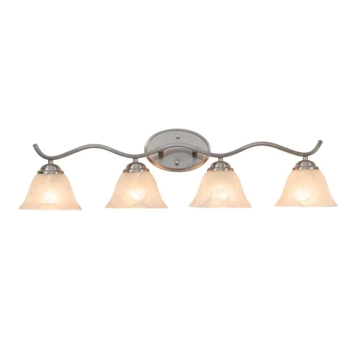 Nickel 4-Light Cloud Glass Bell Shade Vanity Light