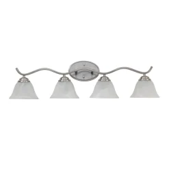 Nickel 4-Light Cloud Glass Bell Shade Vanity Light