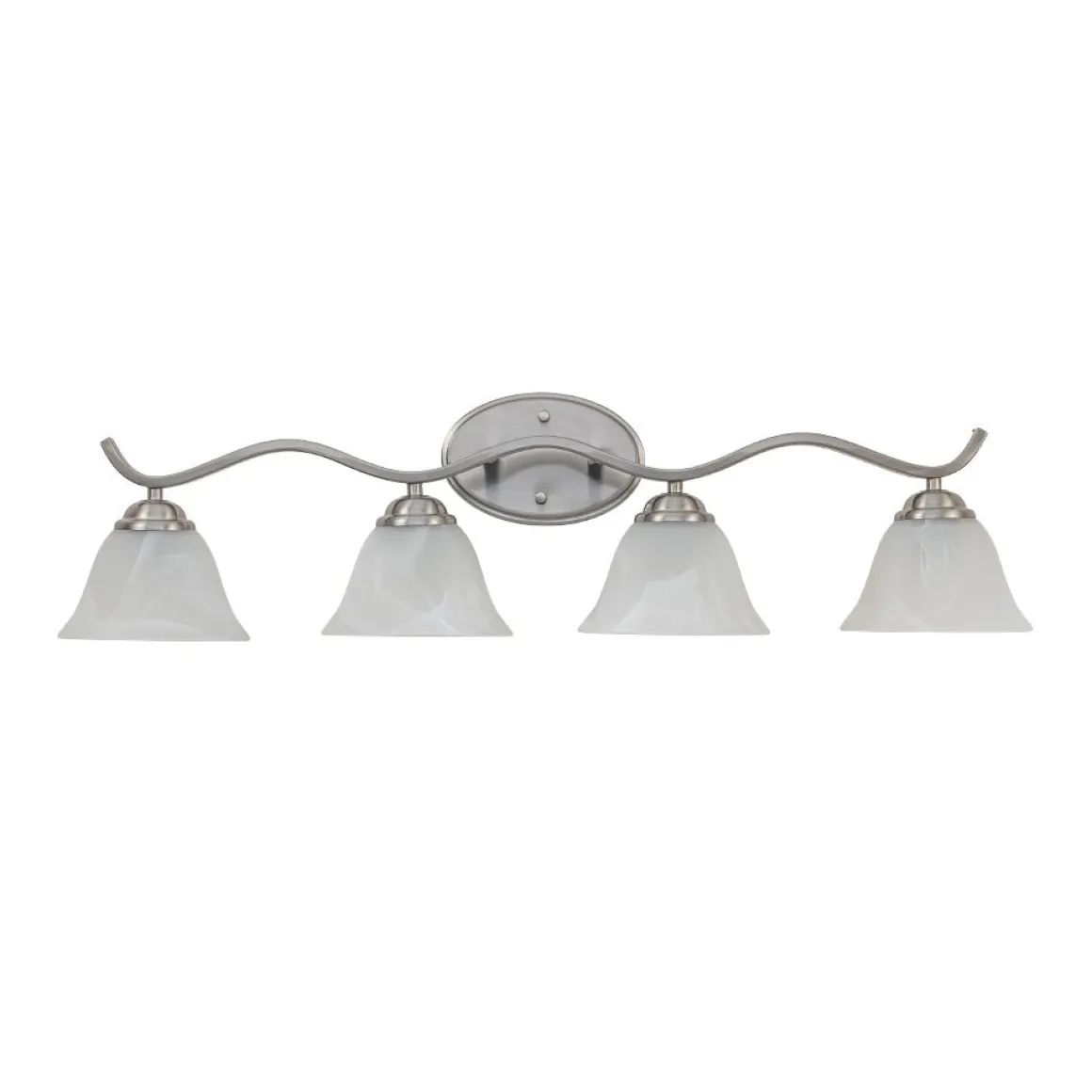 Nickel 4-Light Cloud Glass Bell Shade Vanity Light