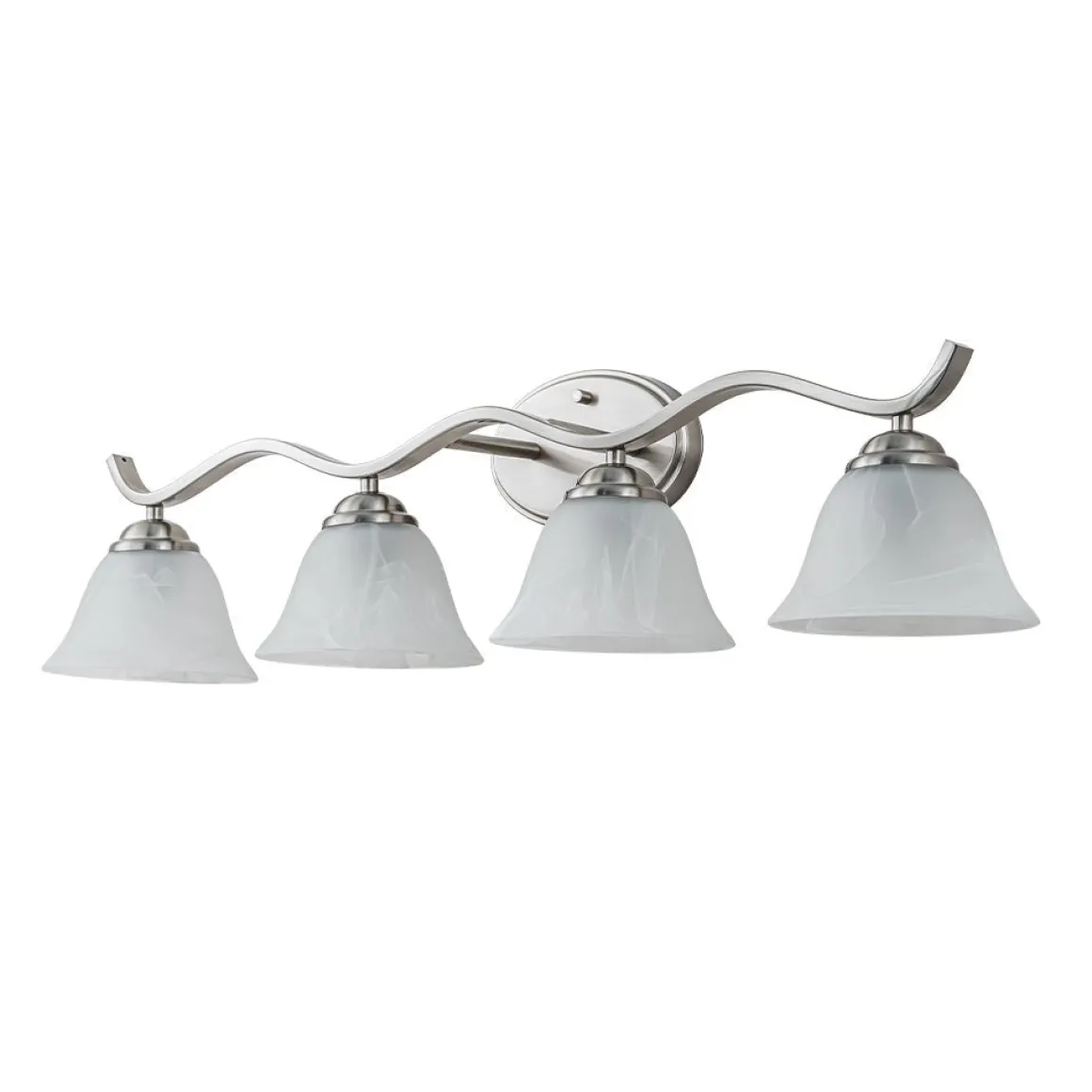 Nickel 4-Light Cloud Glass Bell Shade Vanity Light