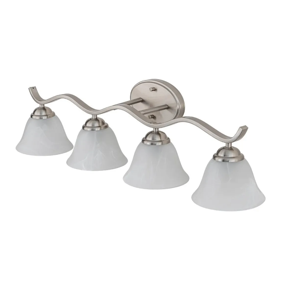 Nickel 4-Light Cloud Glass Bell Shade Vanity Light