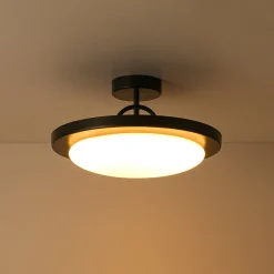 Nordic Black White Dimmable LED Round Semi Flush Mount