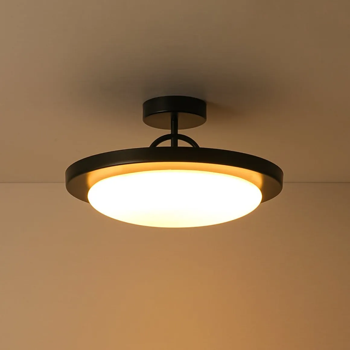 Nordic Black White Dimmable LED Round Semi Flush Mount