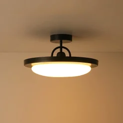Nordic Black White Dimmable LED Round Semi Flush Mount