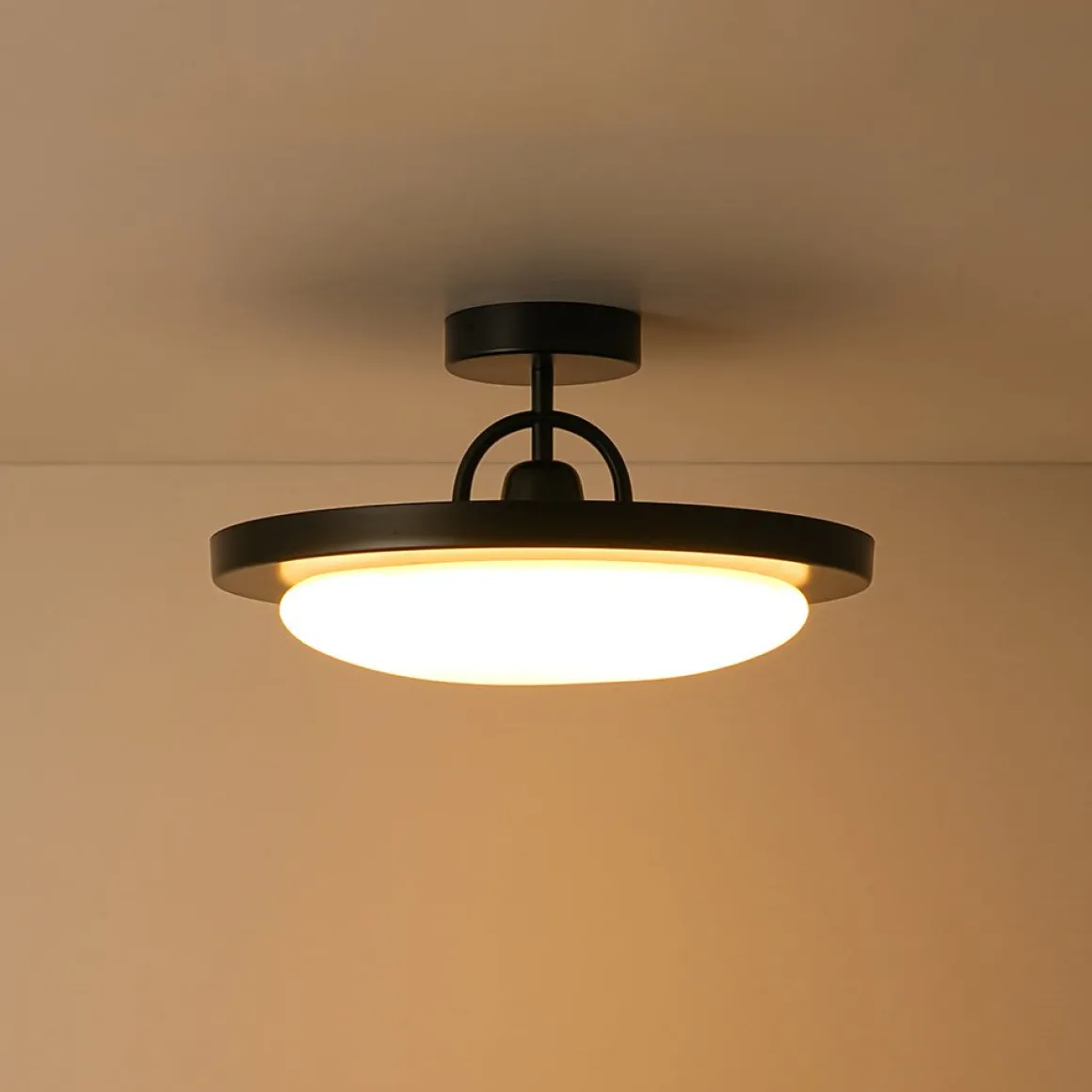 Nordic Black White Dimmable LED Round Semi Flush Mount