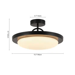 Nordic Black White Dimmable LED Round Semi Flush Mount