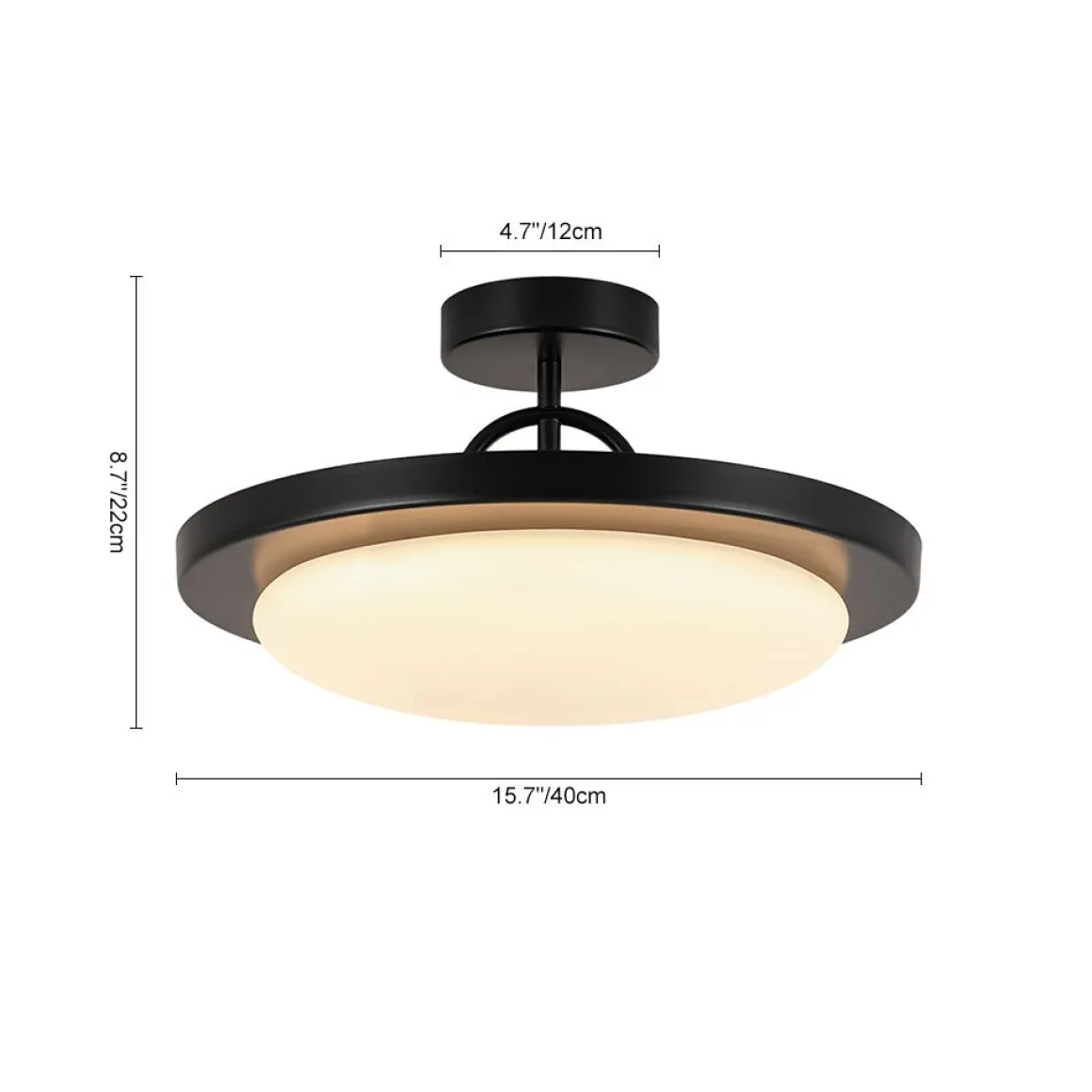 Nordic Black White Dimmable LED Round Semi Flush Mount