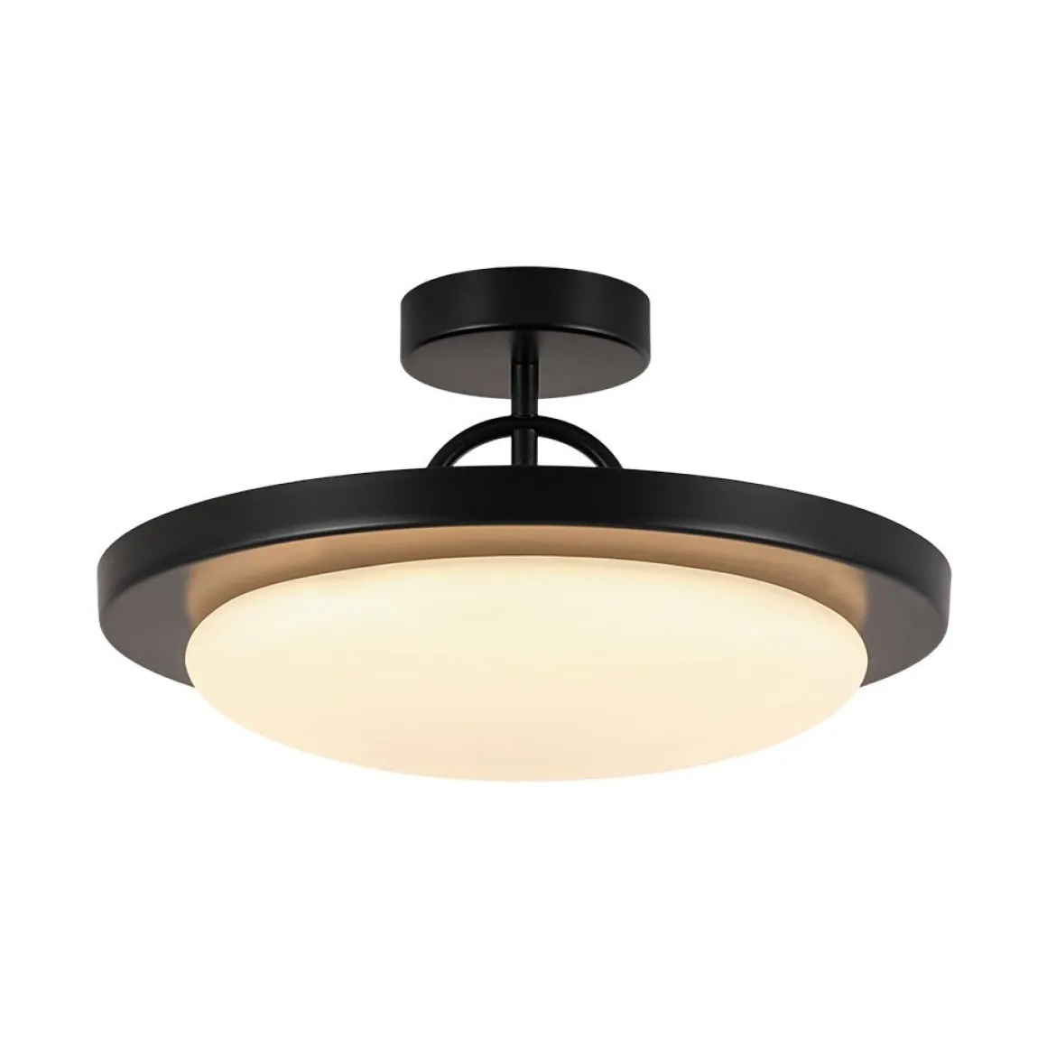 Nordic Black White Dimmable LED Round Semi Flush Mount