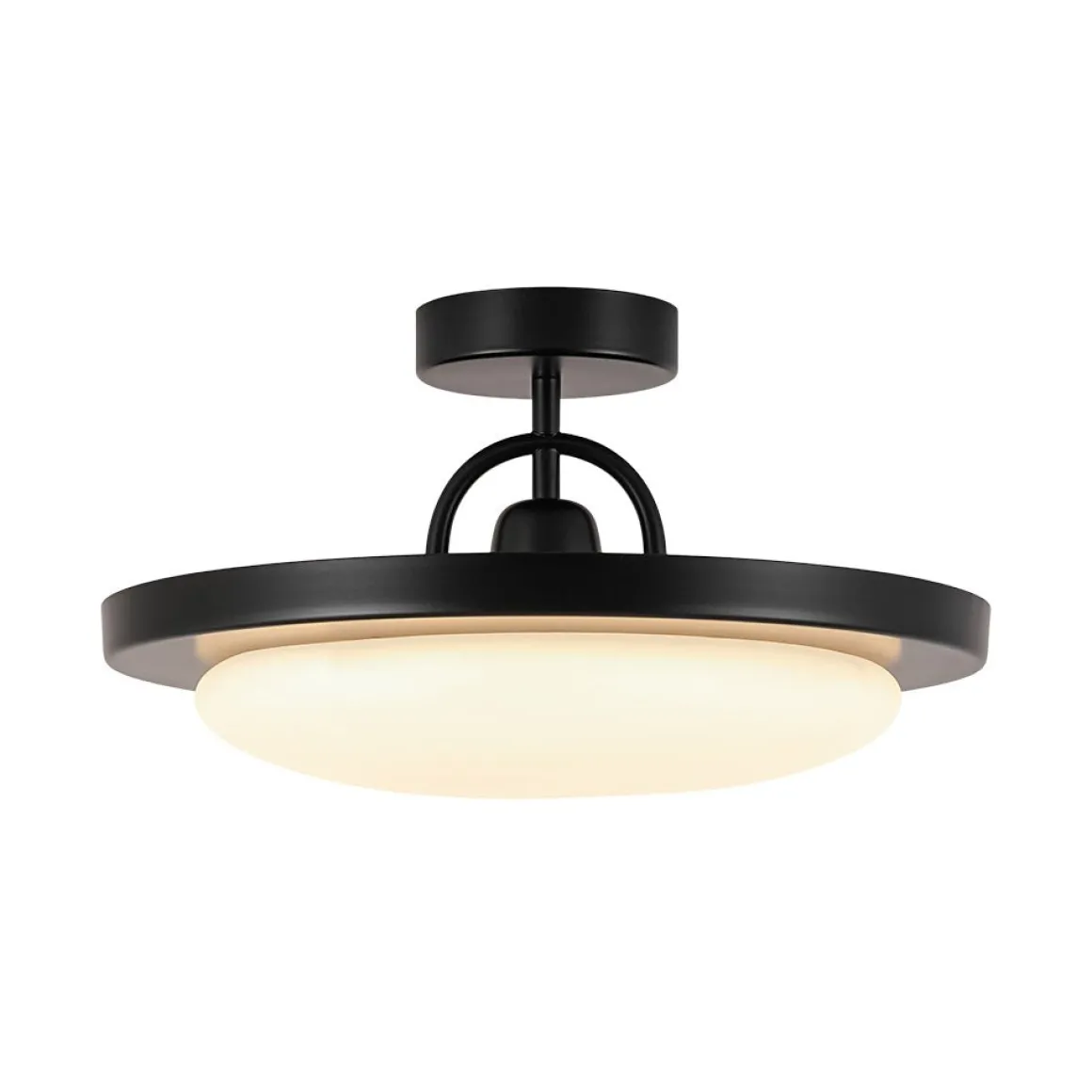 Nordic Black White Dimmable LED Round Semi Flush Mount