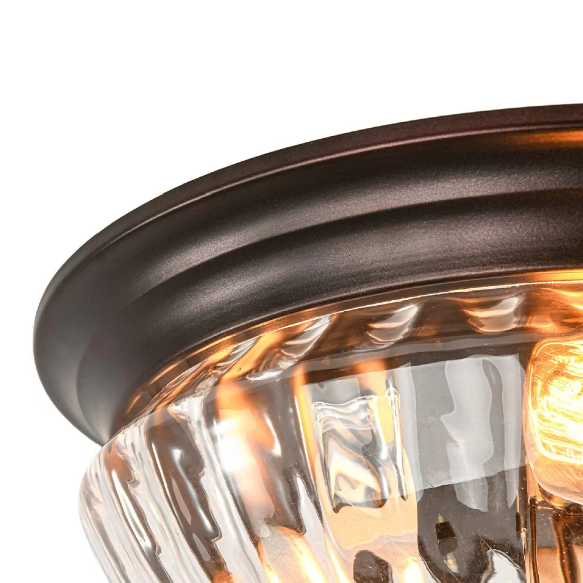 Oil Rubbed Bronze Fluted Glass Flush Mount Ceiling Light