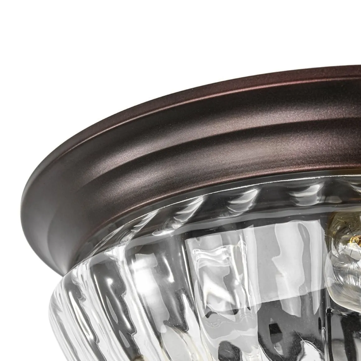 Oil Rubbed Bronze Fluted Glass Flush Mount Ceiling Light