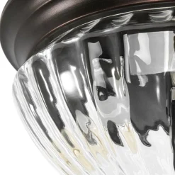 Oil Rubbed Bronze Fluted Glass Flush Mount Ceiling Light