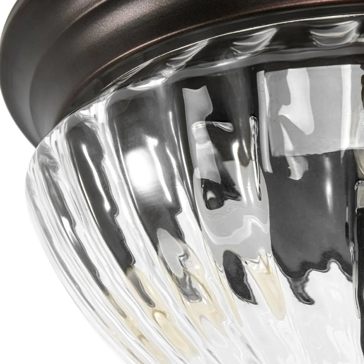 Oil Rubbed Bronze Fluted Glass Flush Mount Ceiling Light