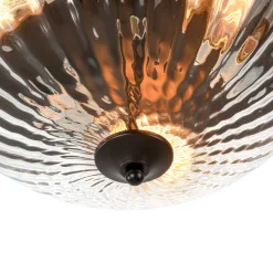 Oil Rubbed Bronze Fluted Glass Flush Mount Ceiling Light