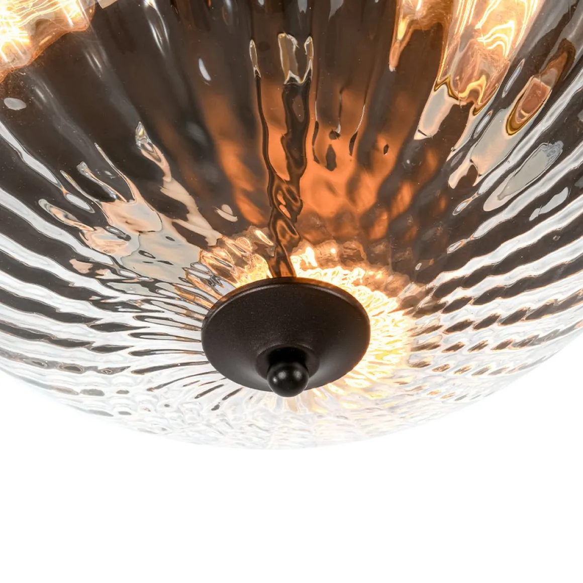 Oil Rubbed Bronze Fluted Glass Flush Mount Ceiling Light