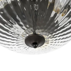 Oil Rubbed Bronze Fluted Glass Flush Mount Ceiling Light