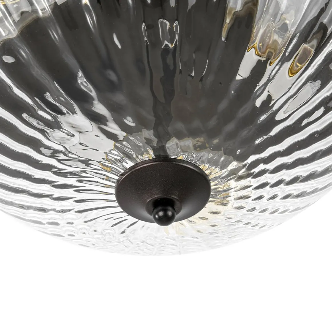 Oil Rubbed Bronze Fluted Glass Flush Mount Ceiling Light