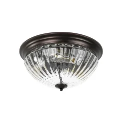 Oil Rubbed Bronze Fluted Glass Flush Mount Ceiling Light