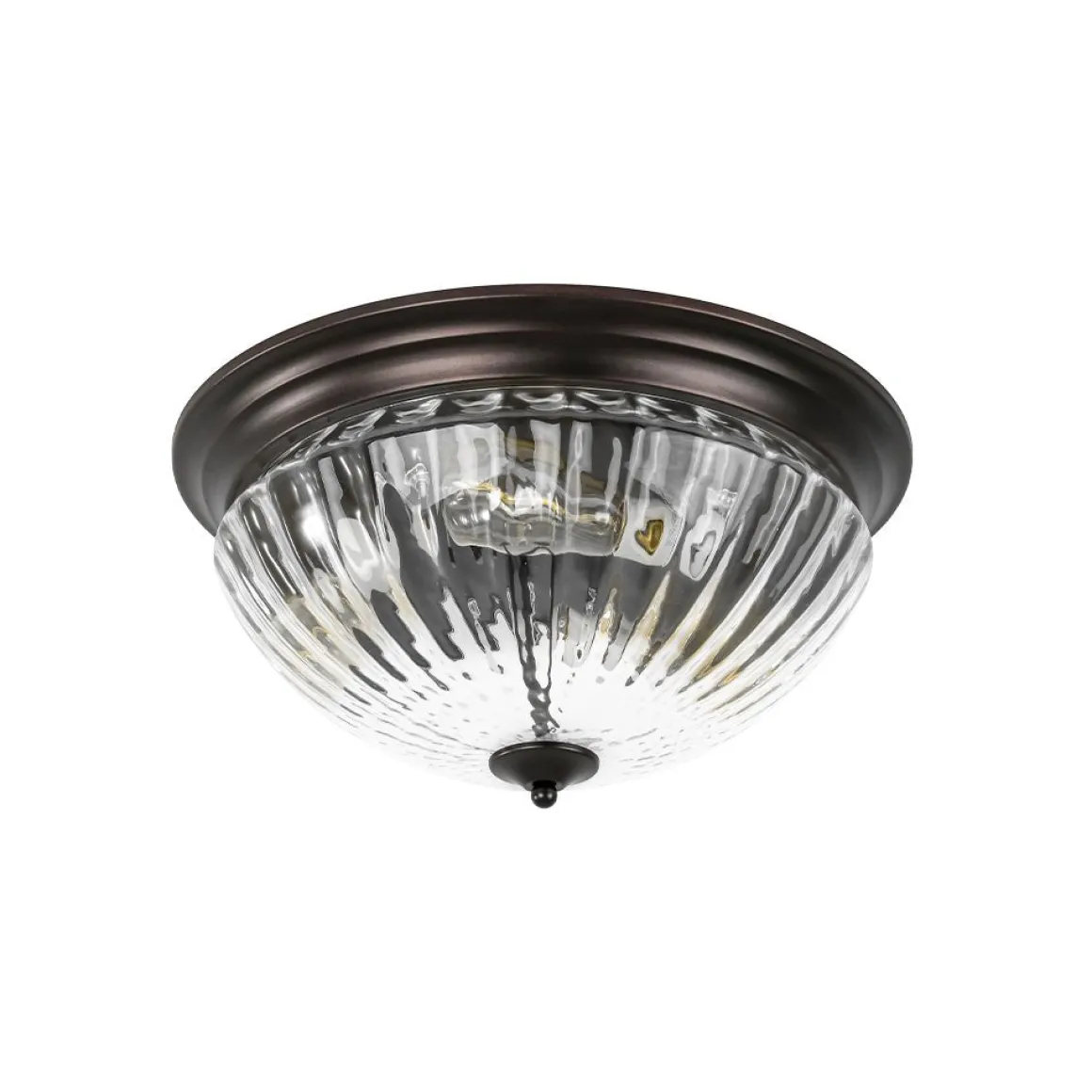 Oil Rubbed Bronze Fluted Glass Flush Mount Ceiling Light