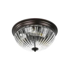 Oil Rubbed Bronze Fluted Glass Flush Mount Ceiling Light