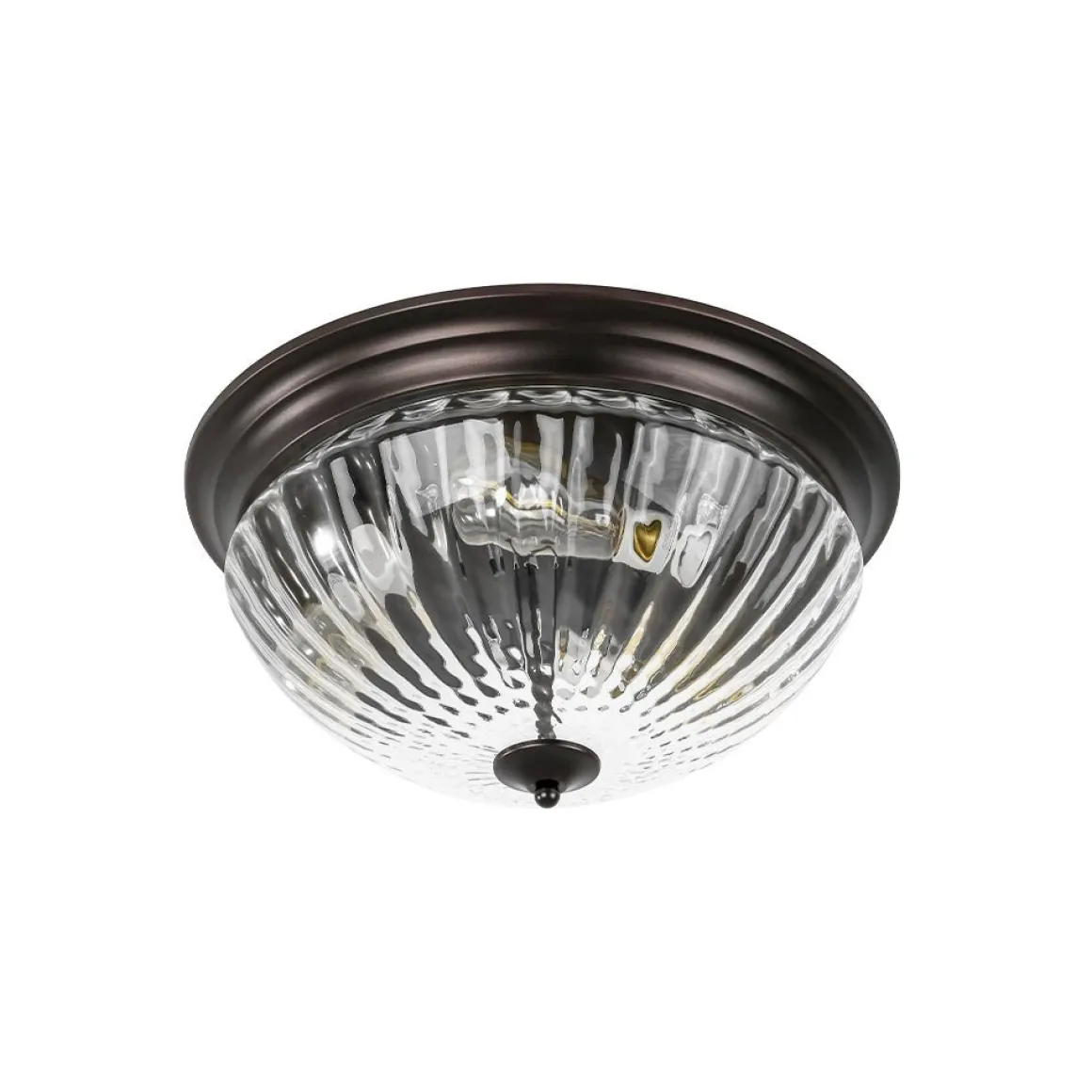 Oil Rubbed Bronze Fluted Glass Flush Mount Ceiling Light