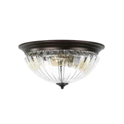 Oil Rubbed Bronze Fluted Glass Flush Mount Ceiling Light