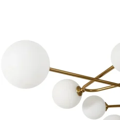 Opal Glass Bubble Brass Linear Sputnik Semi Flush Mount