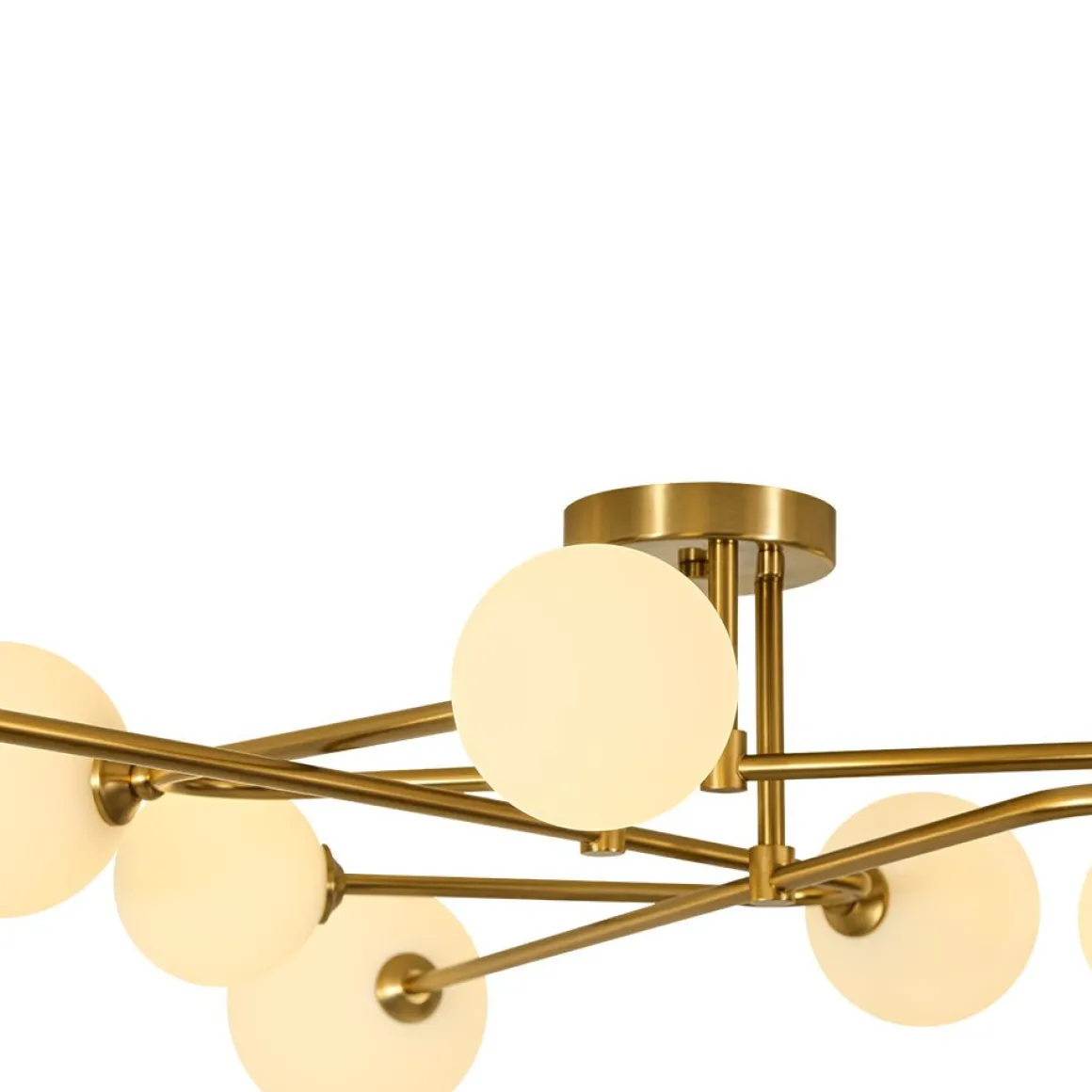 Opal Glass Bubble Brass Linear Sputnik Semi Flush Mount