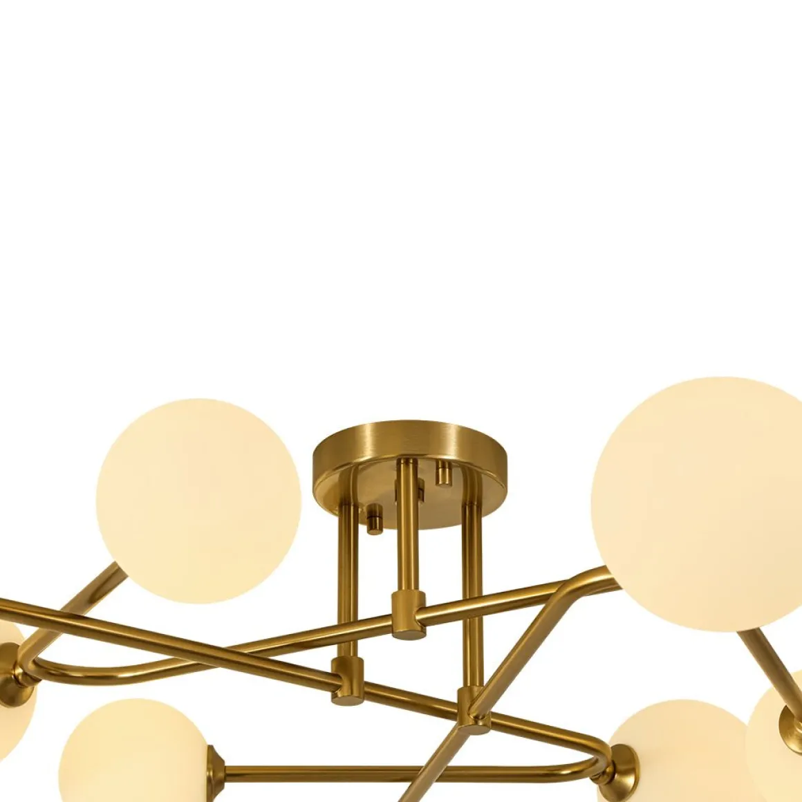 Opal Glass Bubble Brass Linear Sputnik Semi Flush Mount