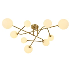 Opal Glass Bubble Brass Linear Sputnik Semi Flush Mount
