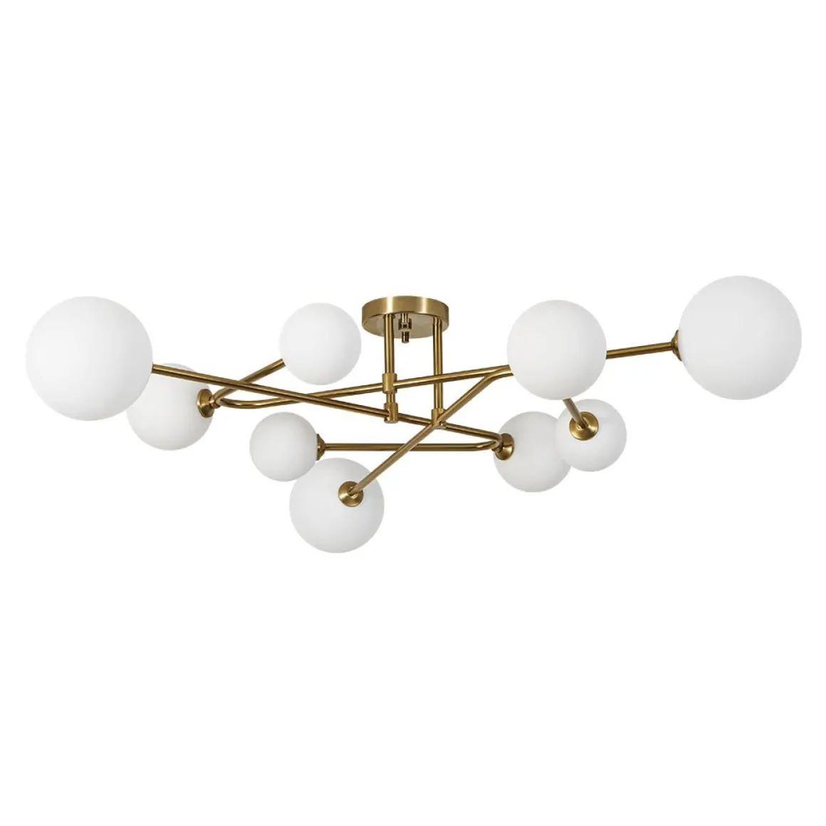 Opal Glass Bubble Brass Linear Sputnik Semi Flush Mount