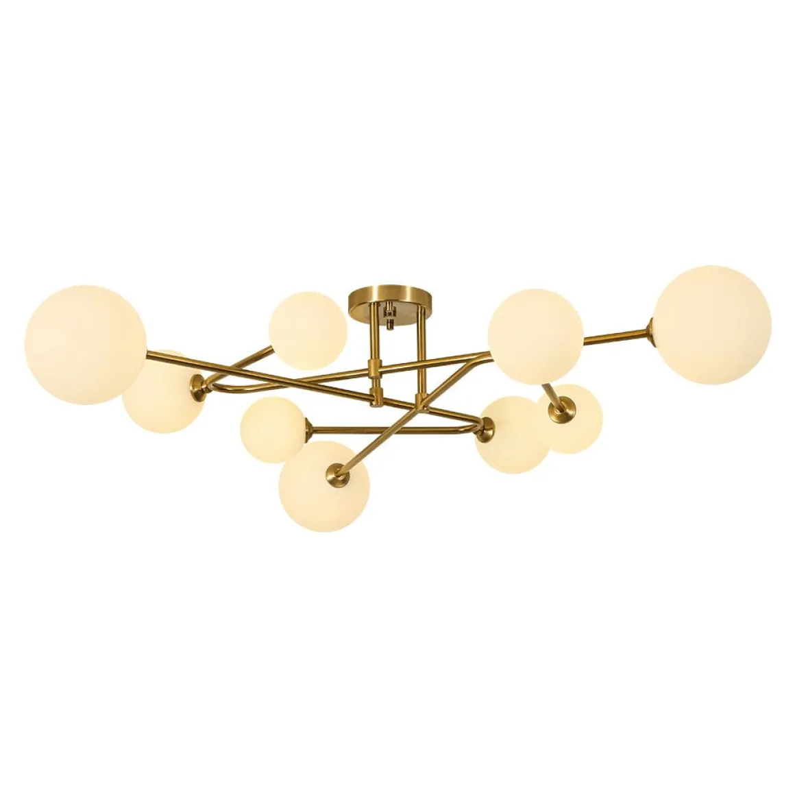 Opal Glass Bubble Brass Linear Sputnik Semi Flush Mount