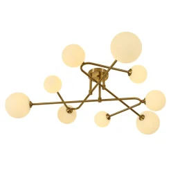 Opal Glass Bubble Brass Linear Sputnik Semi Flush Mount