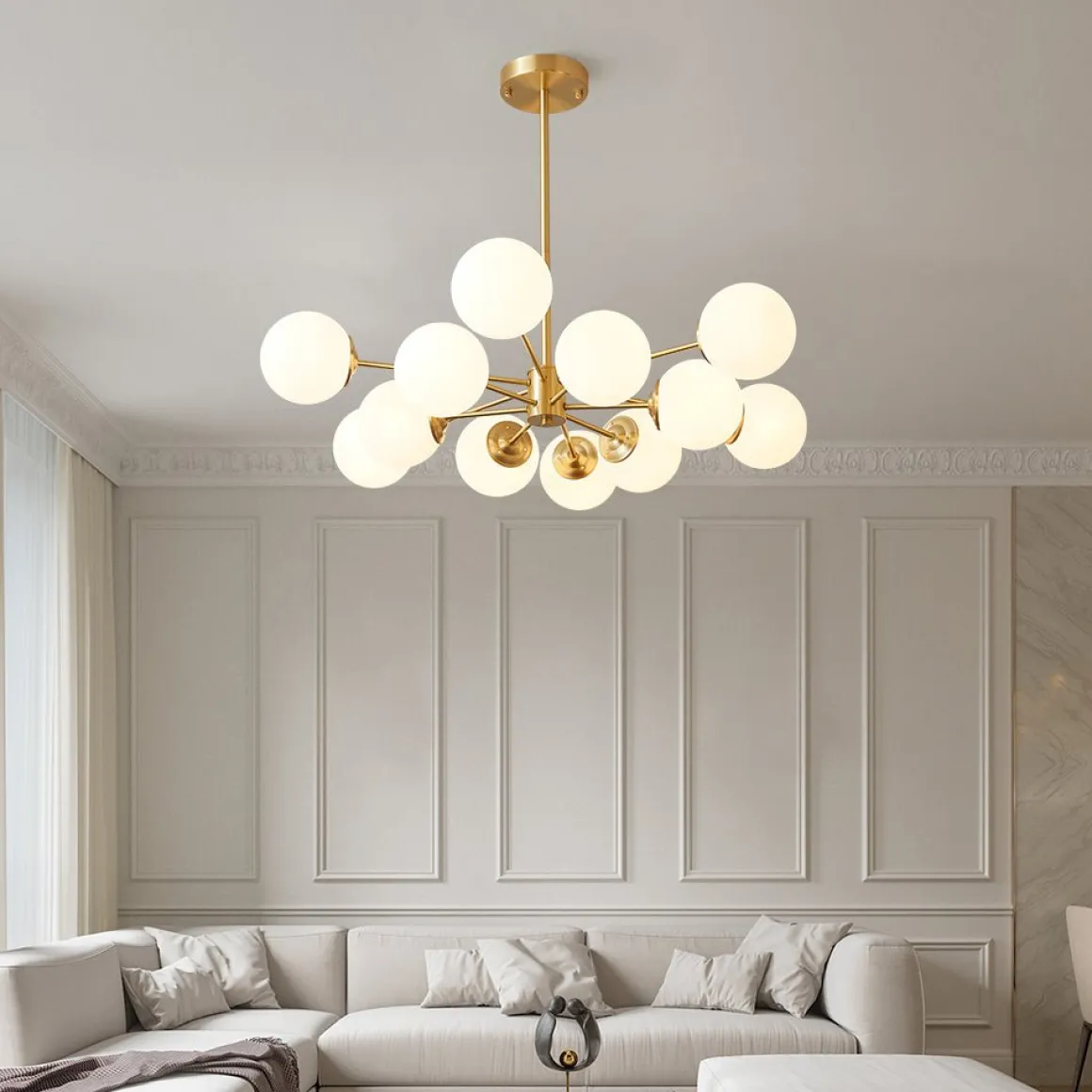 Opal Glass Globe Sputnik Chandelier